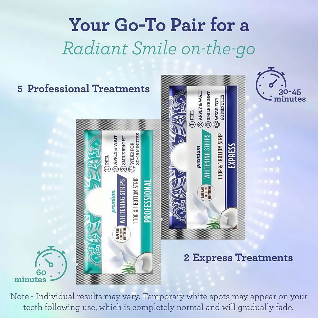 🔥Natural Coconut Oil Whitening Strips for Teeth - 7-Day Express Dental Care, Dry Strip Technology, No Residue & Effective Stain Remover for Brighter Smile-AJZ