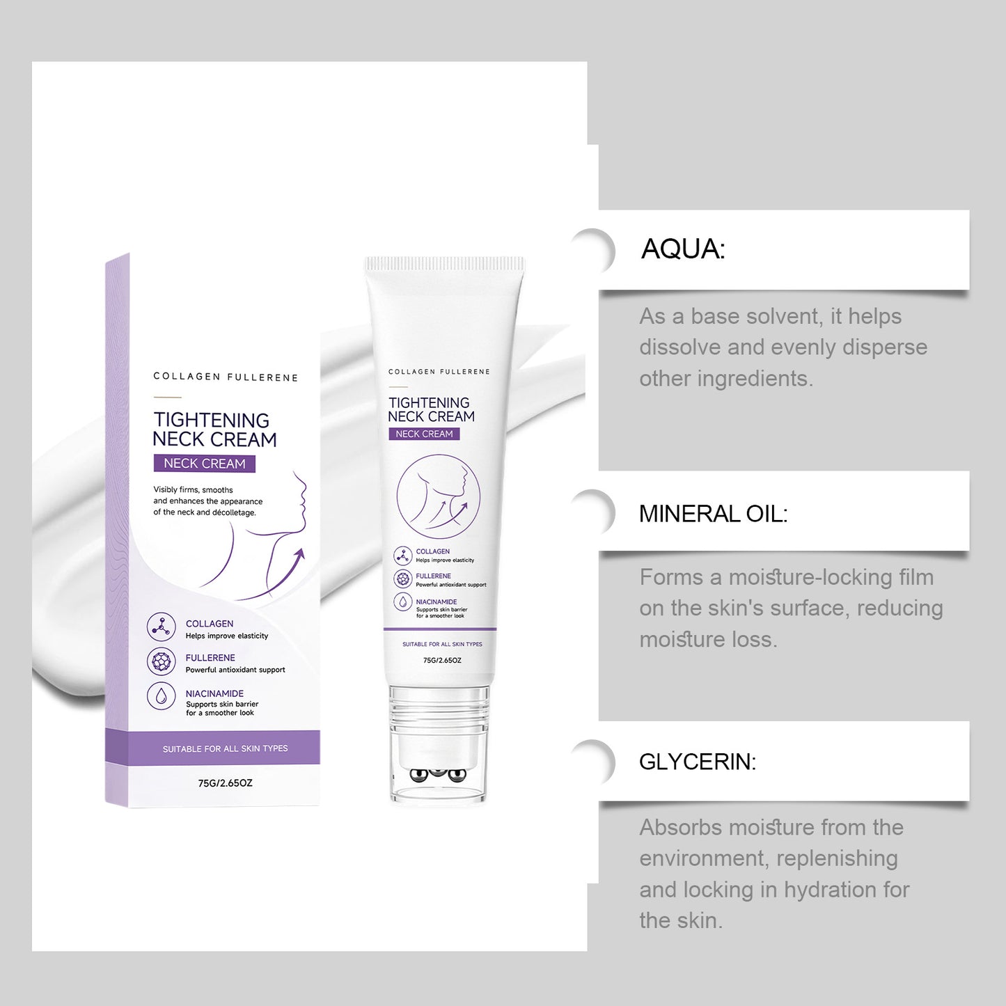 Collagen Moisturizing Neck Cream – Daily facial and neck skincare for soft, smooth, and hydrated skin with a refreshing, silky texture ideal for massage.-JXX