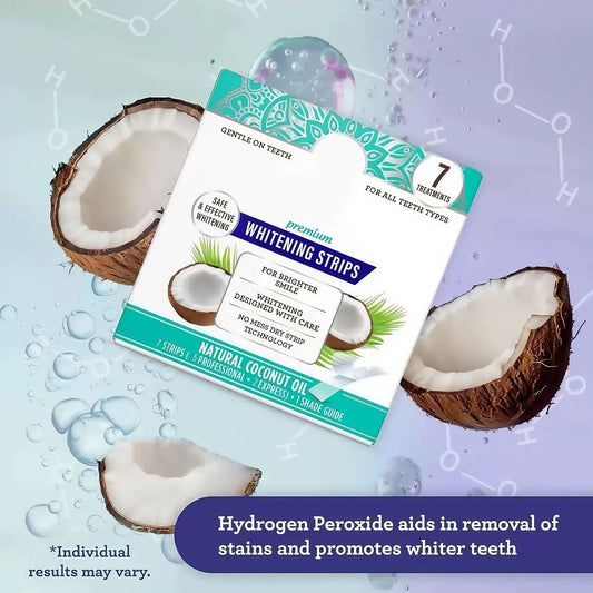 🔥Natural Coconut Oil Whitening Strips for Teeth - 7-Day Express Dental Care, Dry Strip Technology, No Residue & Effective Stain Remover for Brighter Smile-AJZ