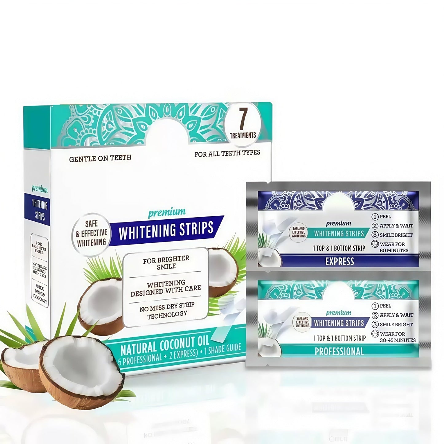 🔥Natural Coconut Oil Whitening Strips for Teeth - 7-Day Express Dental Care, Dry Strip Technology, No Residue & Effective Stain Remover for Brighter Smile-AJZ