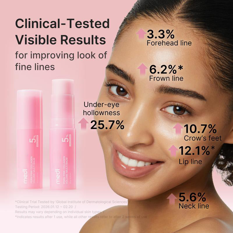 Pink Collagen Volume Multi Balm | All In One Volufiline, PDRN, NAD Stick for Youthful-Looking, Helping Look of Fine Lines, Firming Care, Anti-Aging Care | For Under-Eyes, Neck, Forehead, Smile Lines, Lip Care | Korean Skincare-AJZ