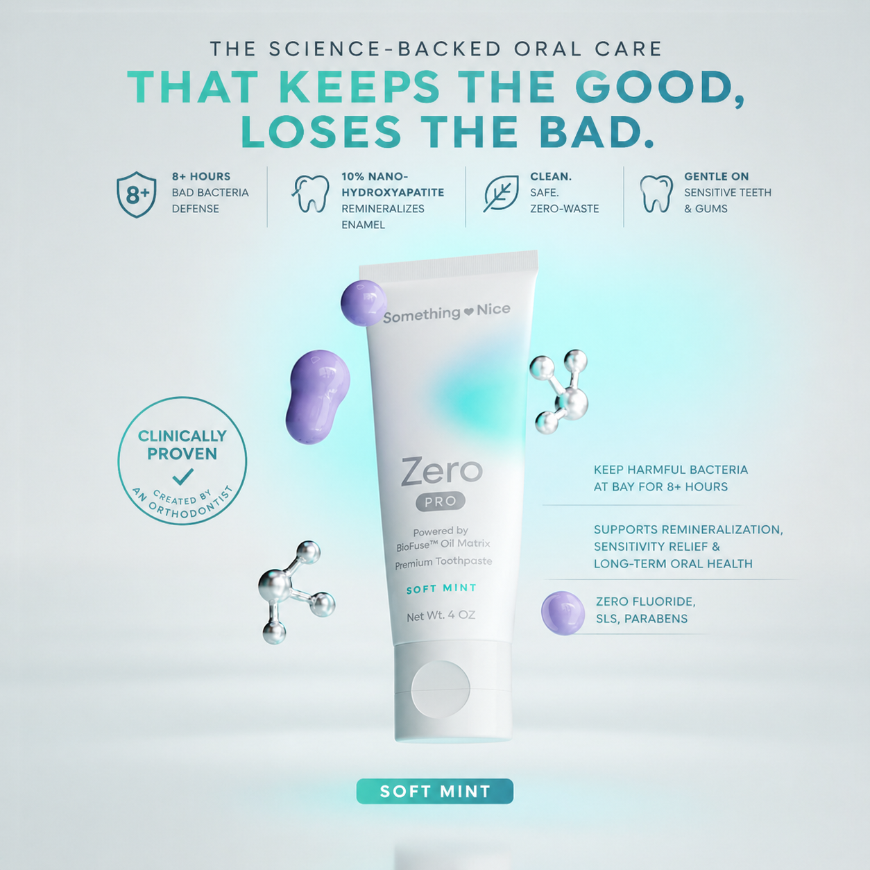 🔥Zero Pro Toothpaste / Whitening / Brightening Teeth / Scientific Formula，No Fluoride, SLS, Titanium Dioxide, Or Parabens-AJZ