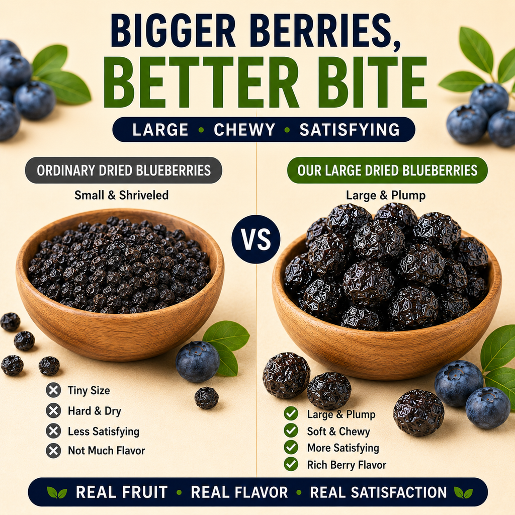 Large Plump Dried Blueberries, Natural Sweet Chewy Fruit Snack-LIN