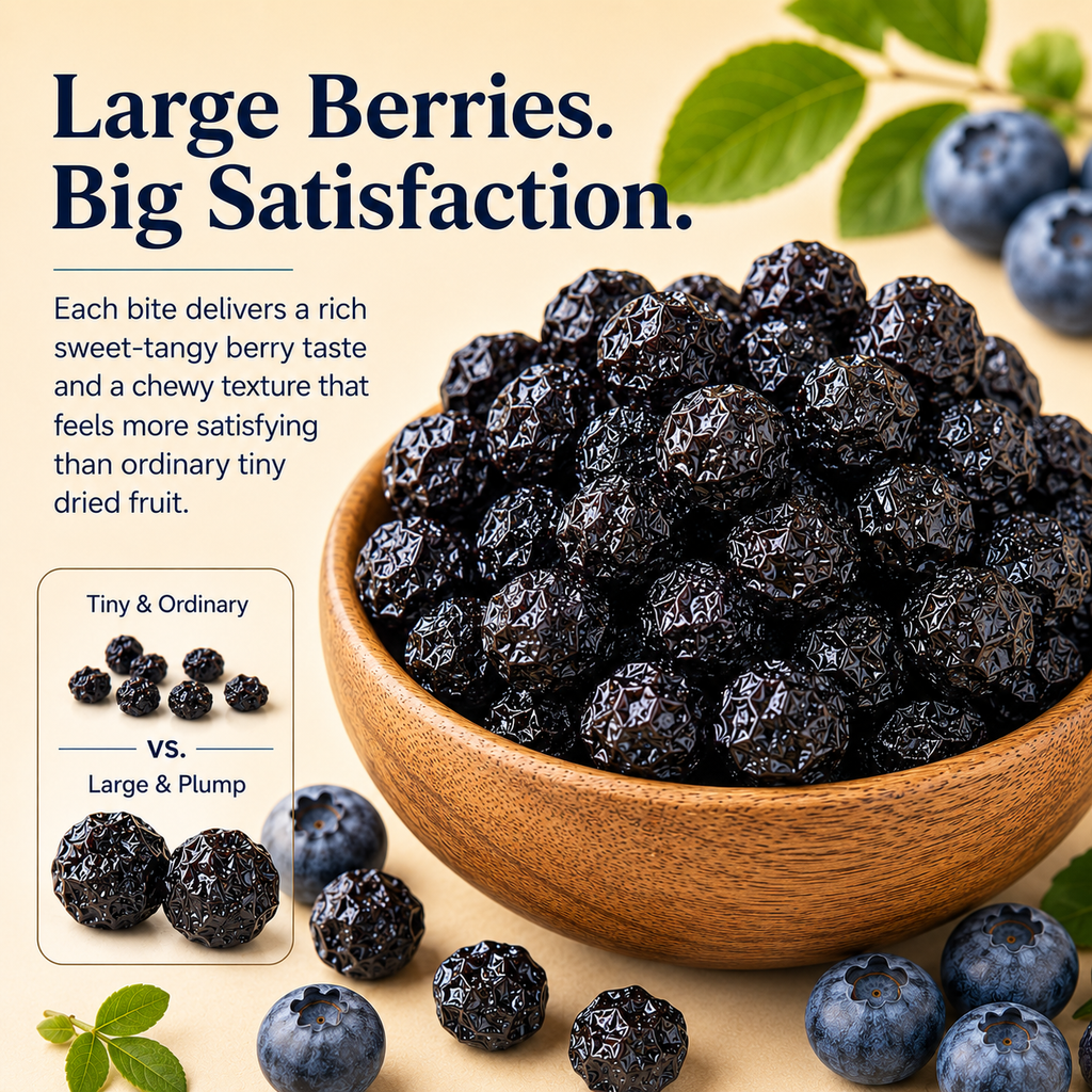 Large Plump Dried Blueberries, Natural Sweet Chewy Fruit Snack-LIN