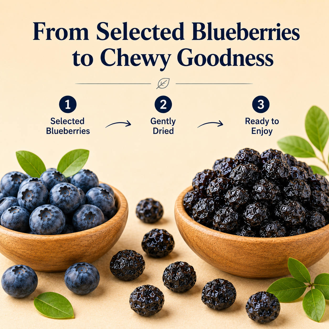 Large Plump Dried Blueberries, Natural Sweet Chewy Fruit Snack-LIN