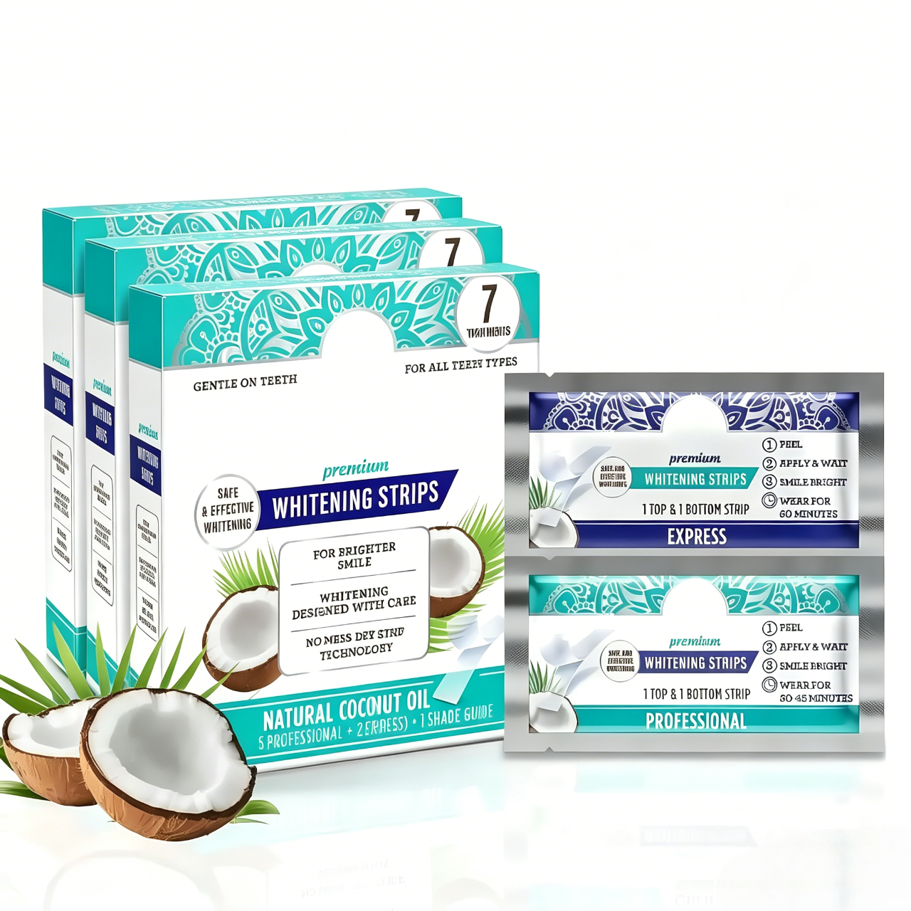 🔥Natural Coconut Oil Whitening Strips for Teeth - 7-Day Express Dental Care, Dry Strip Technology, No Residue & Effective Stain Remover for Brighter Smile-AJZ