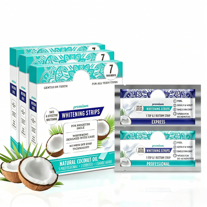 🔥Natural Coconut Oil Whitening Strips for Teeth - 7-Day Express Dental Care, Dry Strip Technology, No Residue & Effective Stain Remover for Brighter Smile-AJZ