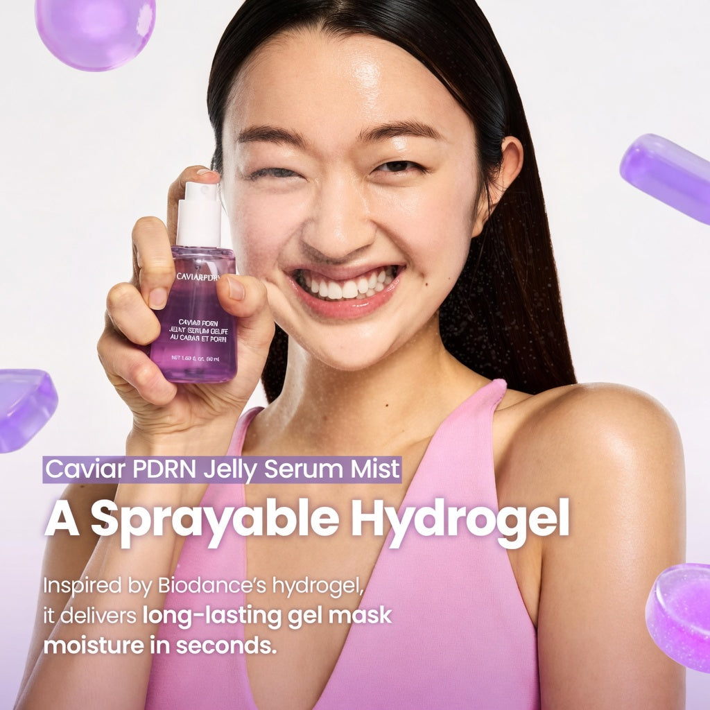 🔥Official Authentic Caviar PDRN Jelly Serum Mist | Hydrating Face Mist, Revitalizing & Radiance Face Spray, Sprayable Hydrogel, Travel Essentials & Self Care Gifts for Women, Korean Skin Care-AJZ